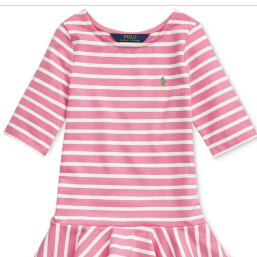 Polo By Ralph Lauren Pink and White Stripes Dress